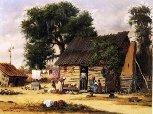 Family Gathered by a Cabin Oil painting by William Aiken Walker