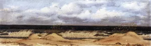 Florida Beach Scene with Sand Dunes, Sea Oats and Surf Oil painting by William Aiken Walker