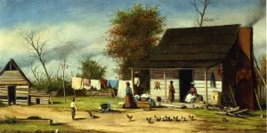 Negro Cabiin with Two-Pole Chimney by William Aiken Walker Oil Painting