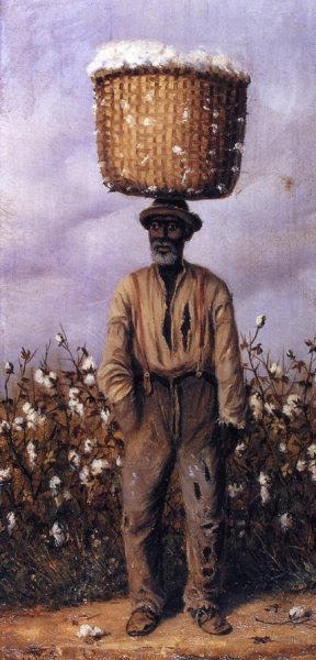 Negro Man with Cotton Basket on Head by William Aiken Walker Oil Painting