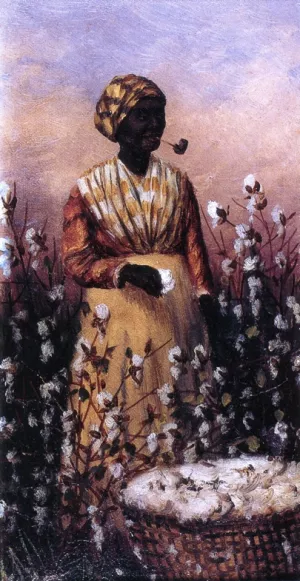 Negro Woman Smoking Pipe and Picking Cotton by William Aiken Walker Oil Painting