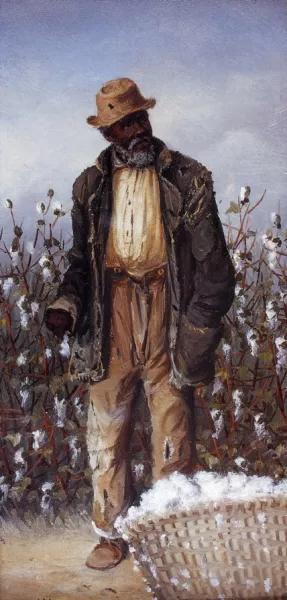 Old Negro Man with Basket of Cotton by William Aiken Walker Oil Painting