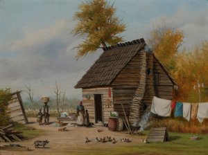 Outside The Cabin by William Aiken Walker Oil Painting