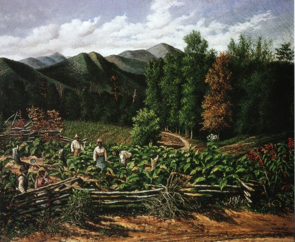 Main Product Photo of Tobacco Field with Five Figures North Carolina Painting by William Aiken Walker