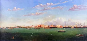 View of Galveston Harbor by William Aiken Walker - Oil Painting Reproduction