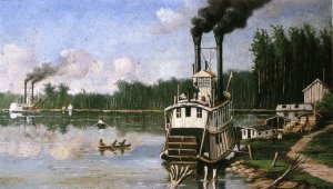 Wooding up on the Bayou Oil painting by William Aiken Walker