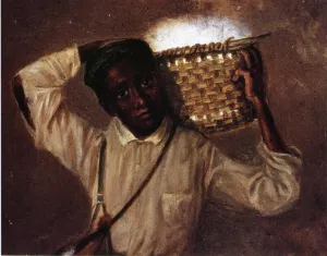 Young Boy with Cotton Basket on Shoulders by William Aiken Walker Oil Painting