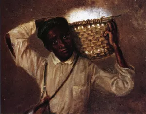 Young Boy with Cotton Basket on Shoulders Oil painting by William Aiken Walker