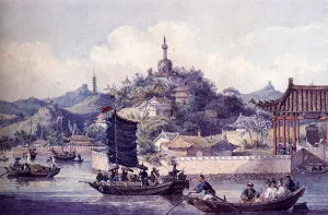 Emperor Of China's Gardens, Imperial Palace, Peking by William Alexander Oil Painting