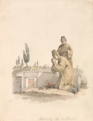 Mourning at a Tomb Oil painting by William Alexander