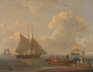 A Wherry Taking Passengers out to Two Anchored Packets by William Anderson Oil Painting