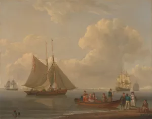 A Wherry Taking Passengers out to Two Anchored Packets by William Anderson Oil Painting