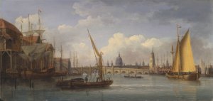 London Bridge, with St. Paul's Cathedral in the distance by William Anderson Oil Painting