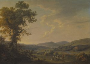 Landscape with Haymakers and a Distant View of a Georgian House by William Ashford Oil Painting