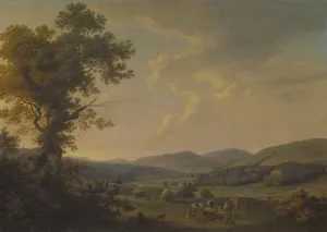 Landscape with Haymakers and a Distant View of a Georgian House by William Ashford Oil Painting