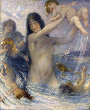 Nymph and Water Babies At Play by William Baxter Closson Oil Painting