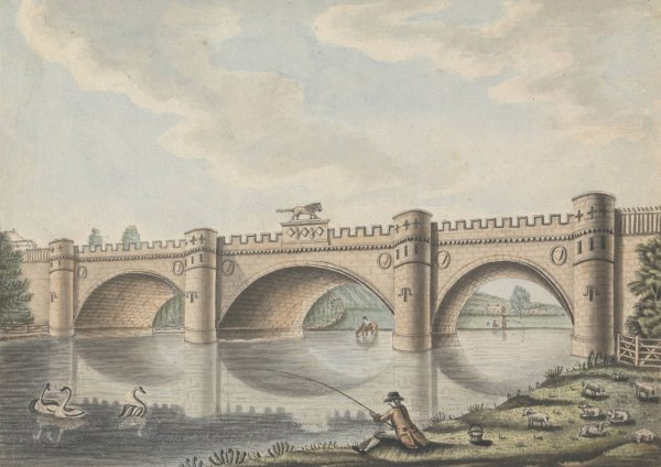 Bridge at Alnwick Castle, Northumberland by William Beilby - Hand-Painted Oil Painting Reproduction