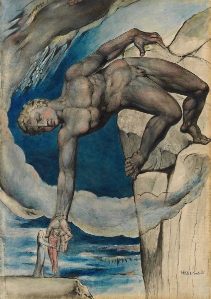Main Product Photo of Antaeus setting down Dante and Virgil in the Last Circle of Hell  Painting by William Blake