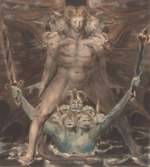 The Great Red Dragon and the Beast from the Sea by William Blake Oil Painting