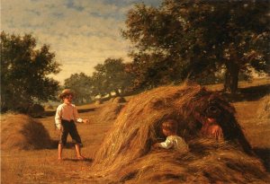 Hiding in the Haycocks by William Bliss Baker Oil Painting