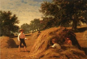 Hiding in the Haycocks Oil painting by William Bliss Baker