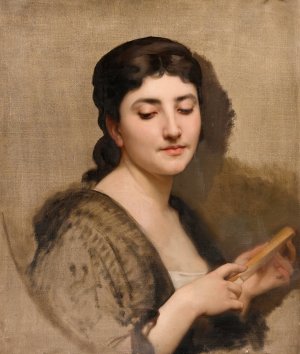 A Young Woman with a Fan by William Bouguereau Oil Painting