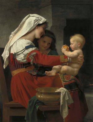Admiration maternelle - le bain by William Bouguereau Oil Painting
