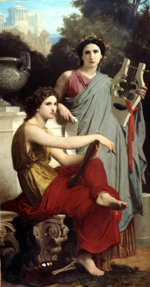 Art et Literature also known as Art and Literature by William-Adolphe Bouguereau - Oil Painting Reproduction