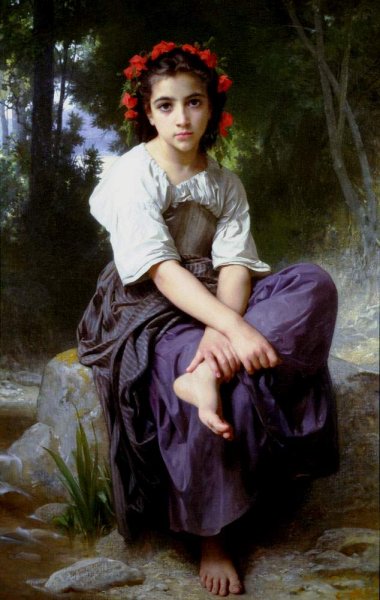 At The Edge Of The River by William-Adolphe Bouguereau - Hand-Painted Oil Painting Reproduction