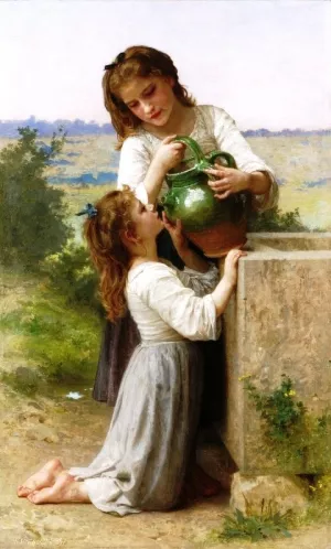 At the Fountain by William-Adolphe Bouguereau - Oil Painting Reproduction