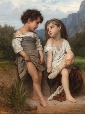 Au bord du ruisseau by William Bouguereau Oil Painting