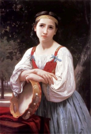 Basque Gypsy Girl with a Tambourine by William-Adolphe Bouguereau Oil Painting