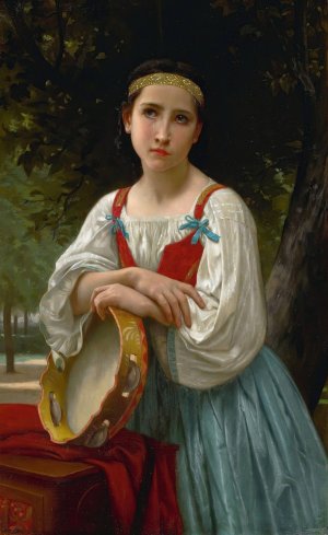 Bohemienne Au Tambour De Basque by William Bouguereau Oil Painting