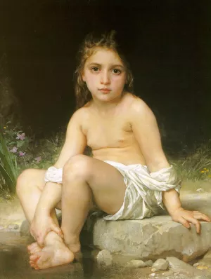 Child at Bath by William-Adolphe Bouguereau - Oil Painting Reproduction