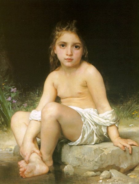 Main Product Photo of Child at Bath Painting by William-Adolphe Bouguereau