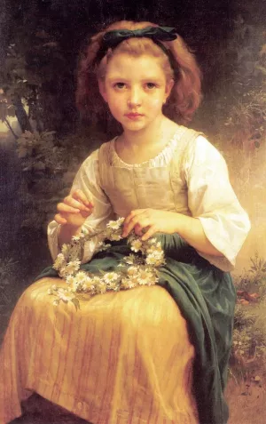 Child Braiding A Crown painting by William-Adolphe Bouguereau