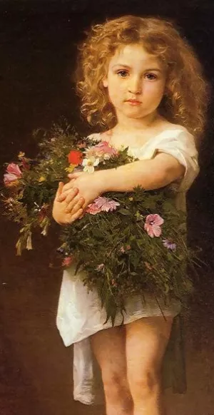 Child With Flowers by William-Adolphe Bouguereau Oil Painting