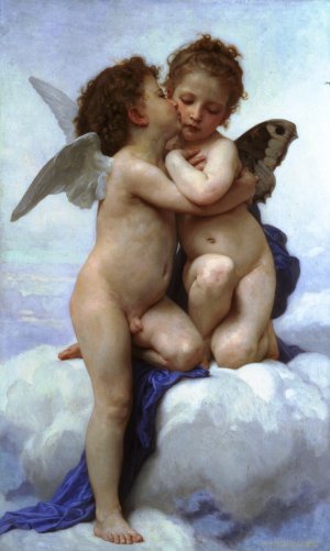Cupid and Psyche as Children by William-Adolphe Bouguereau Oil Painting