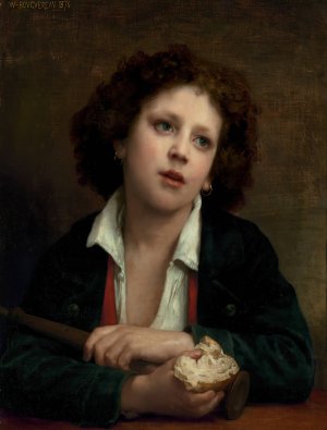 Enfant italien tenant une croute de pain by William Bouguereau Oil Painting