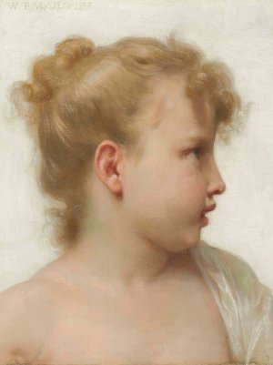 Etude; tete de petite fille by William Bouguereau Oil Painting
