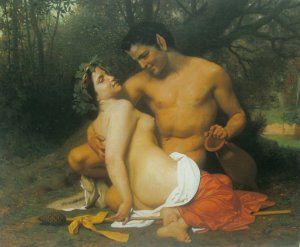 Faun and Bacchante by William Bouguereau Oil Painting