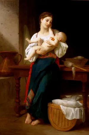 First Caresses painting by William-Adolphe Bouguereau