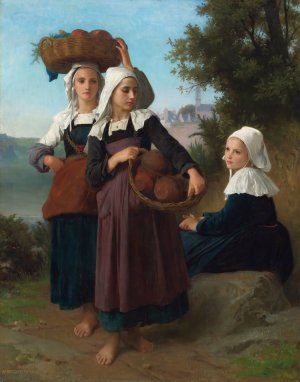 Fouesnant Girls Returning From The Market by William Bouguereau Oil Painting