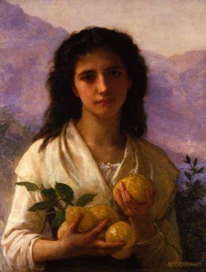 Girl Holding Lemons by William Bouguereau Oil Painting