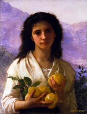 Girl Holding Lemons by William-Adolphe Bouguereau - Oil Painting Reproduction