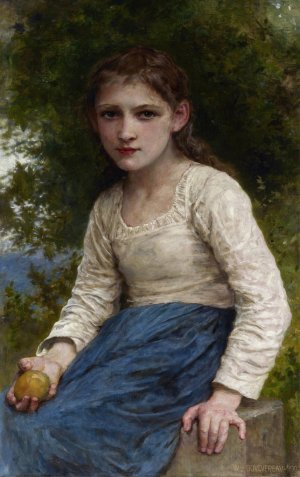 Girl with an Apple by William Bouguereau Oil Painting