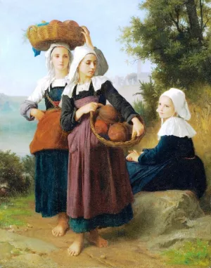 Girls Returning from the Market by William-Adolphe Bouguereau - Oil Painting Reproduction