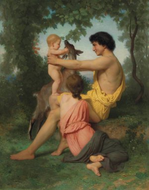 Idylle; famille antique by William Bouguereau Oil Painting