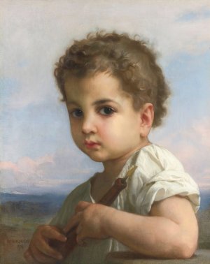 Joueur de flute by William Bouguereau Oil Painting