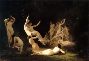 La Nymphee also known as The Nymphaeum by William-Adolphe Bouguereau - Oil Painting Reproduction